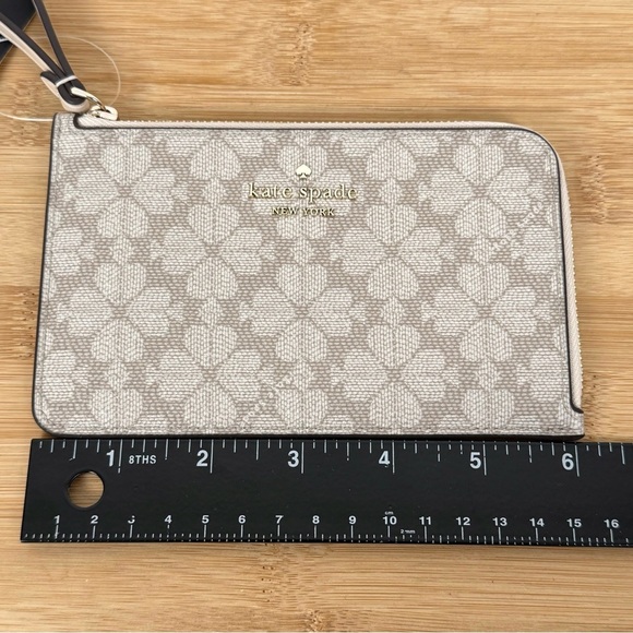 Kate Spade Lucy Small Zip Wristlet – Spade Flower Dark Beige KH614 - Picture 6 of 8
